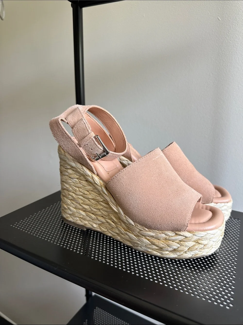 Marc Fisher Pink Suede Platform Espadrille Sandals